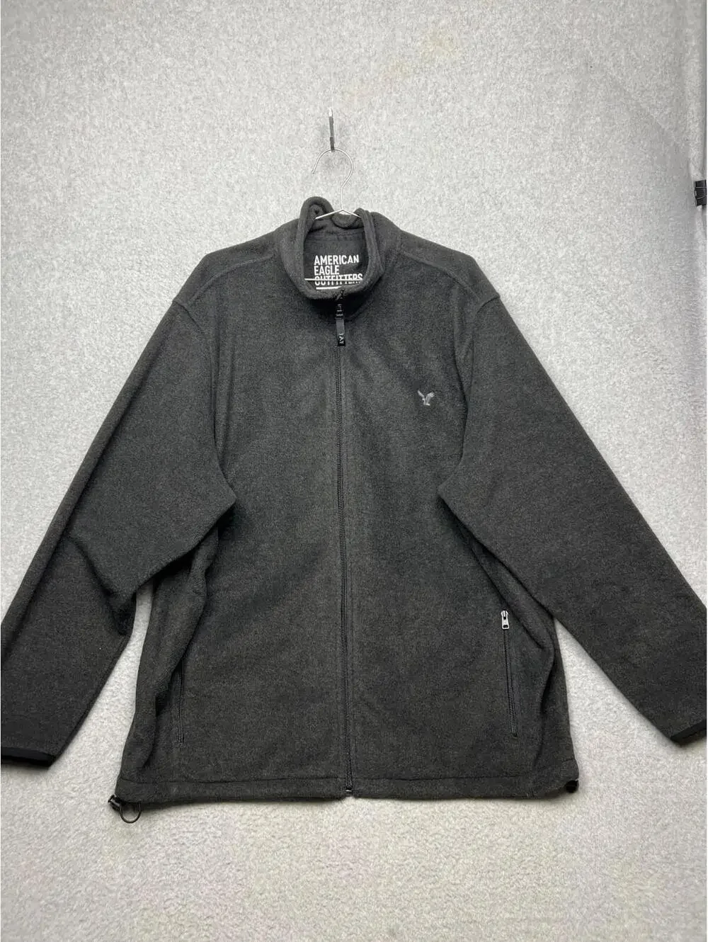 American Eagle Fleece Jacket Mens 3Xl Full Zip Gray Comfort Sweater Casual